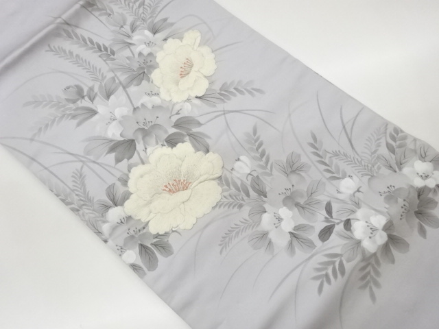 JAPANESE NAGOYA OBI / EMBROIDERY / HAND PAINTED / FLOWER